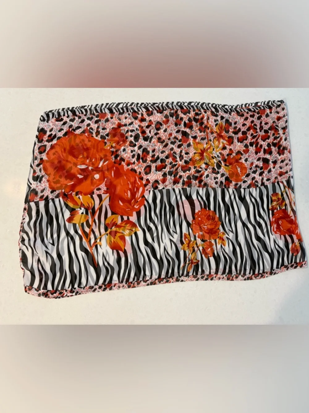Wild at Heart Mixed Animal & Floral Print Chiffon Scarf - Picture 6 of 12